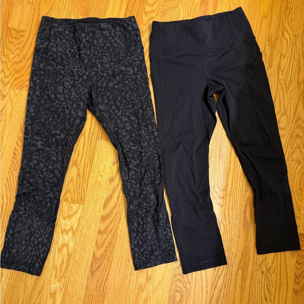 lululemon athletica Black Patterned & Solid Black Leggings